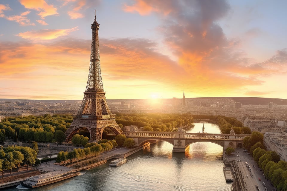 eiffel tower paris aerial view