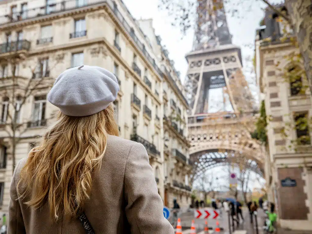 eiffel tower view paris girl