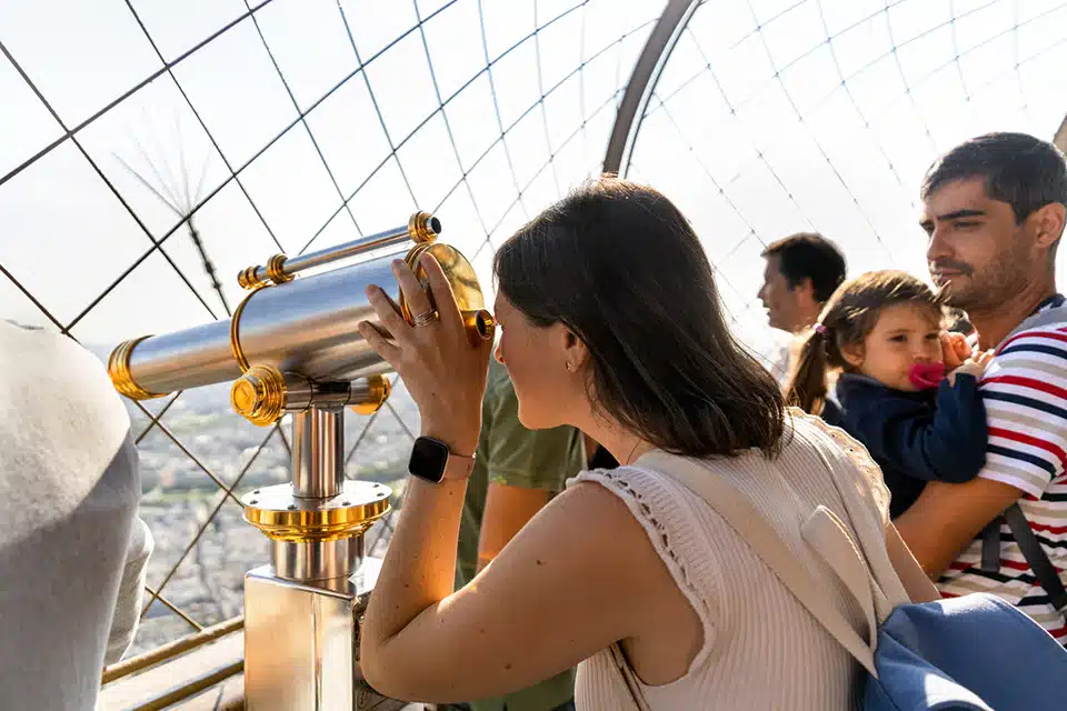 eiffel tower paris summit view binoculars