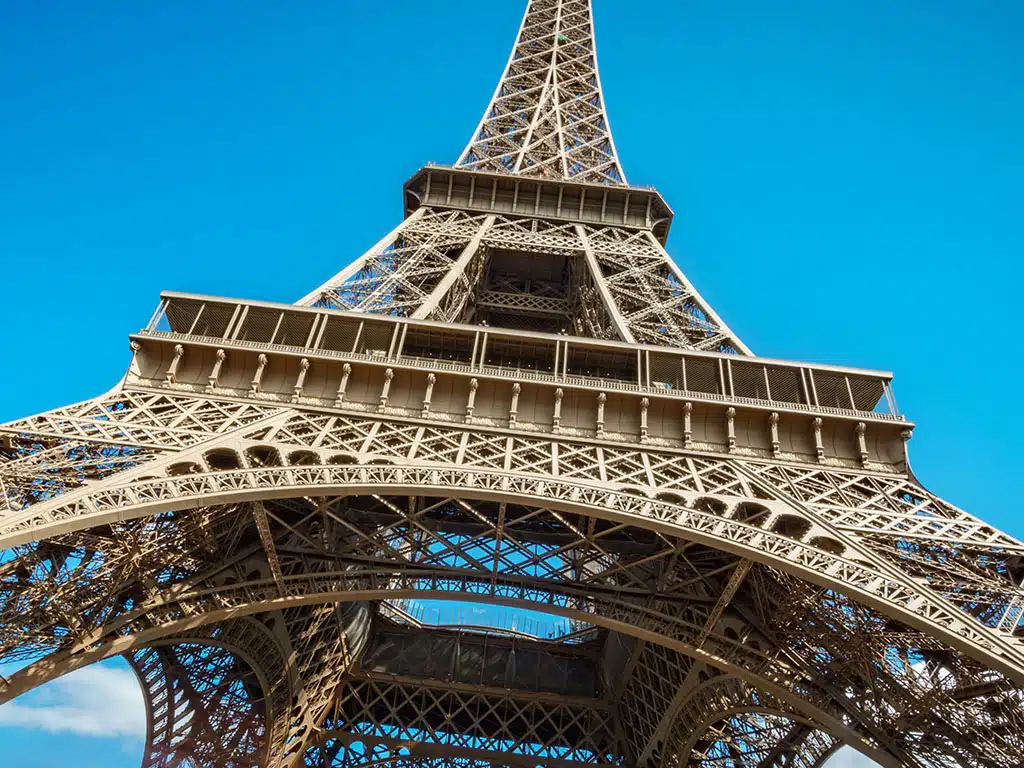 Eiffel Tower in Paris France View Beneath