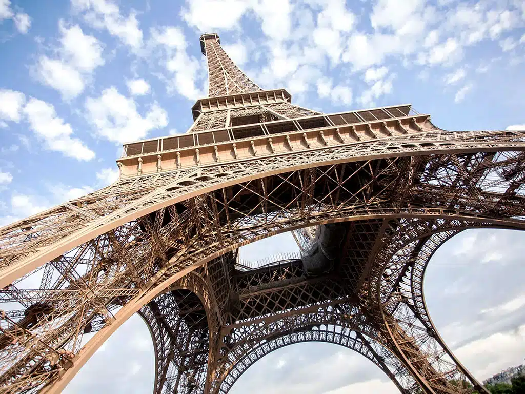 under the eiffel tower in paris france